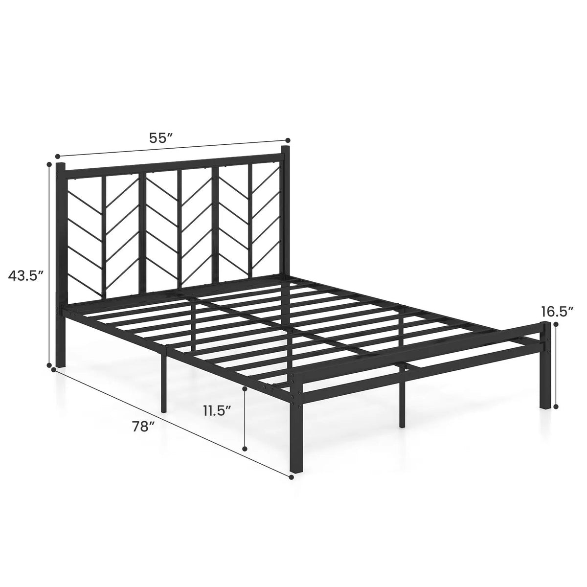 Queen Size Platform Bed with Headboard and Metal Frame, photo 4 of 10