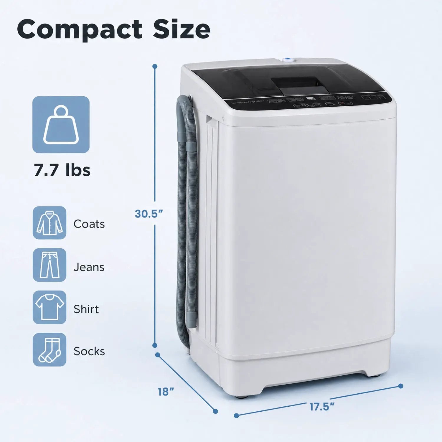 Automatic Washing Machine 7.7 lbs with 8 Programs & Drain Pump by DirectDeals