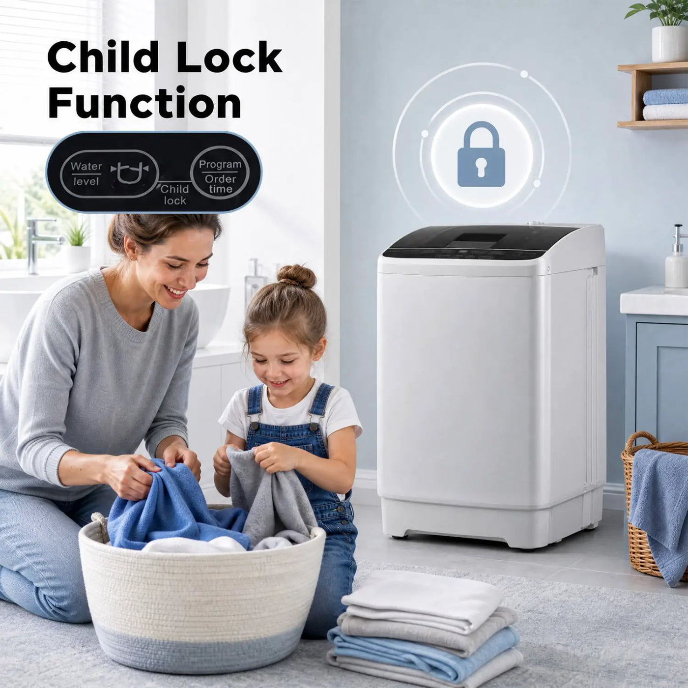 Automatic Washing Machine 7.7 lbs with 8 Programs & Drain Pump by DirectDeals
