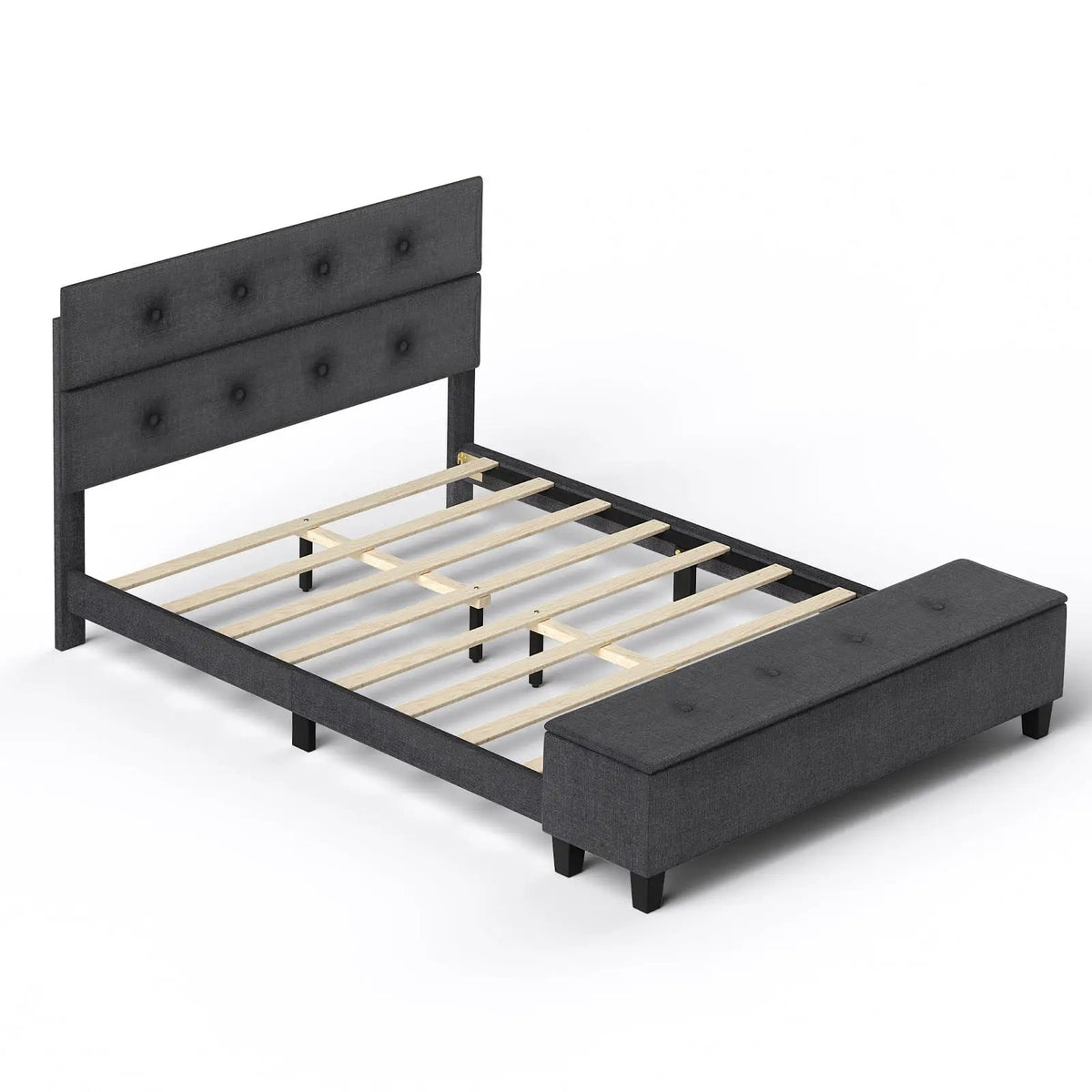 Full/Queen/Twin Upholstered Bed Frame with Ottoman Storage, photo 3 of 10