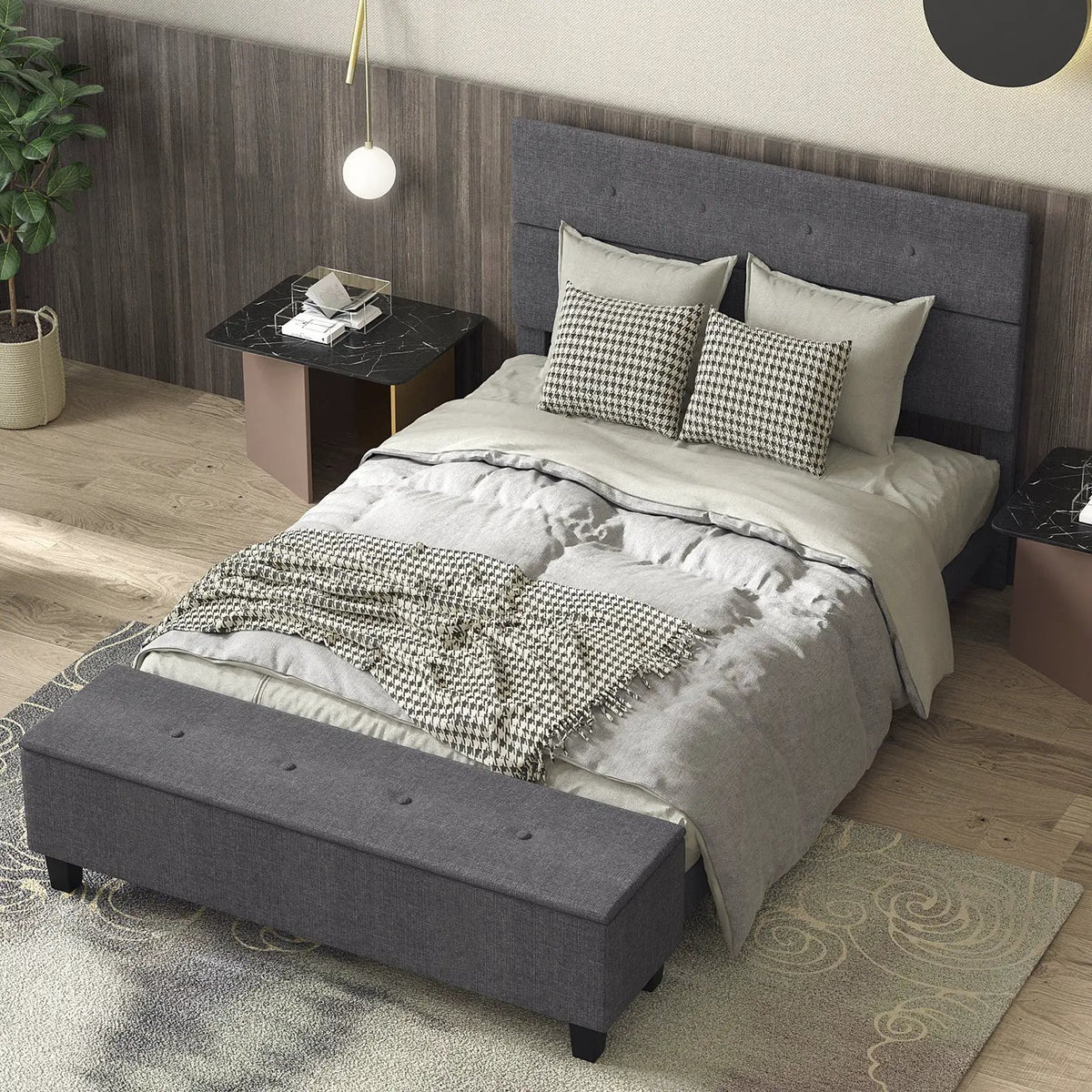Full/Queen/Twin Upholstered Bed Frame with Ottoman Storage, photo 6 of 10