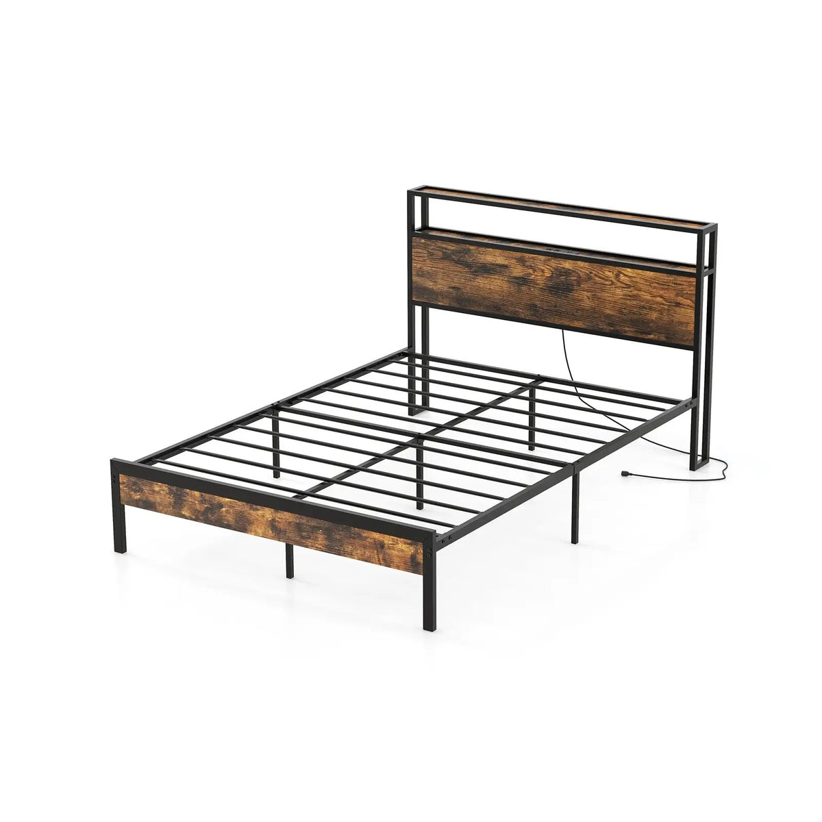 Twin/Full/Queen Bed Frame with Storage Headboard and Charging Station, photo 4 of 10