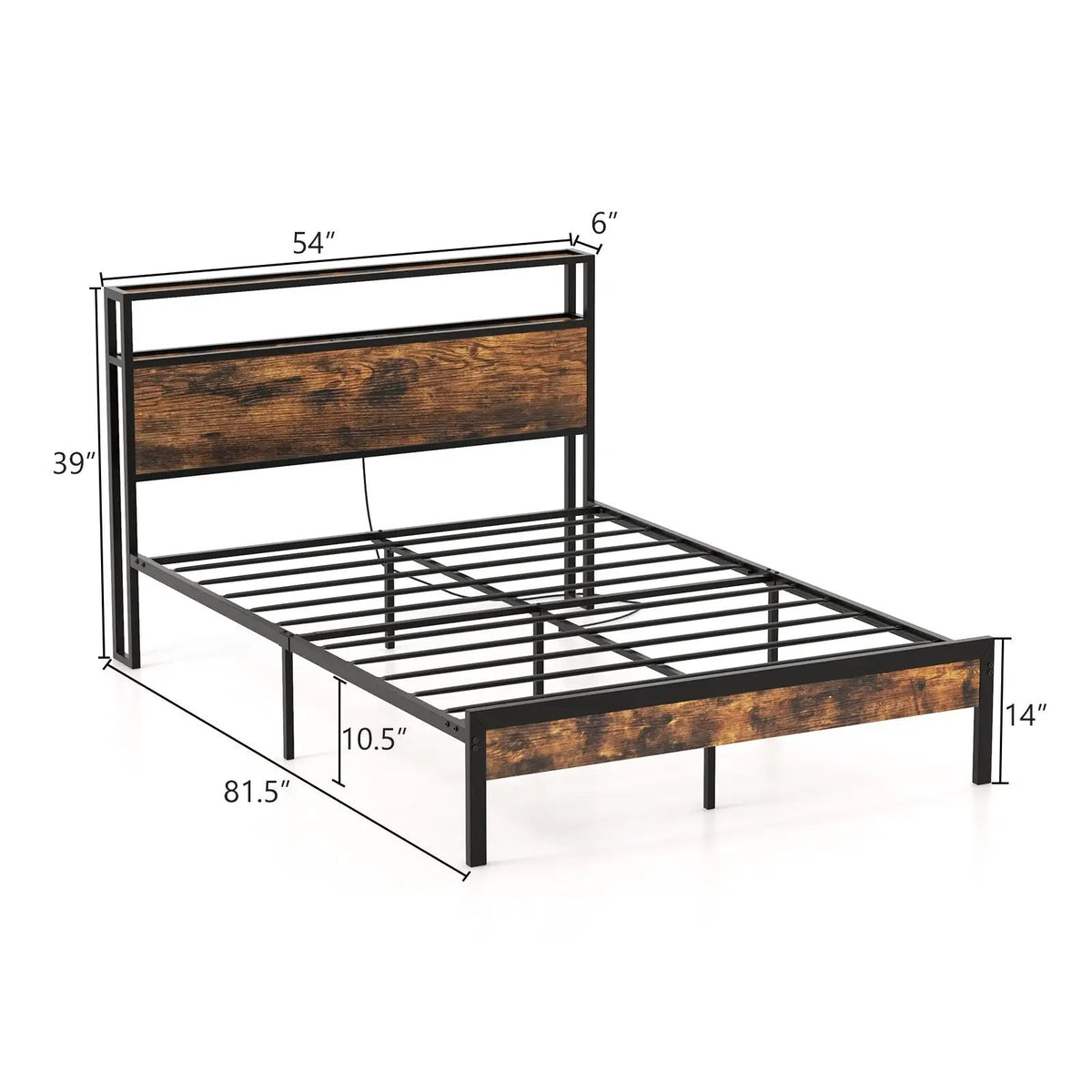 Twin/Full/Queen Bed Frame with Storage Headboard and Charging Station, photo 5 of 10