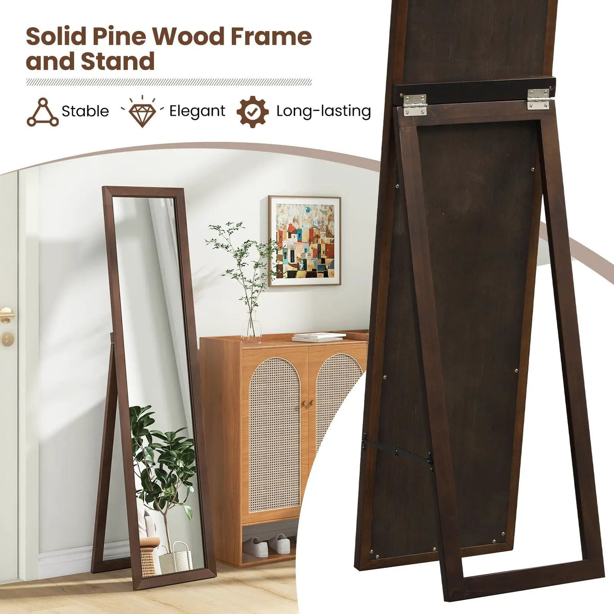 Full Length Mirror with Stand and Solid Wood Frame, photo 15 of 16