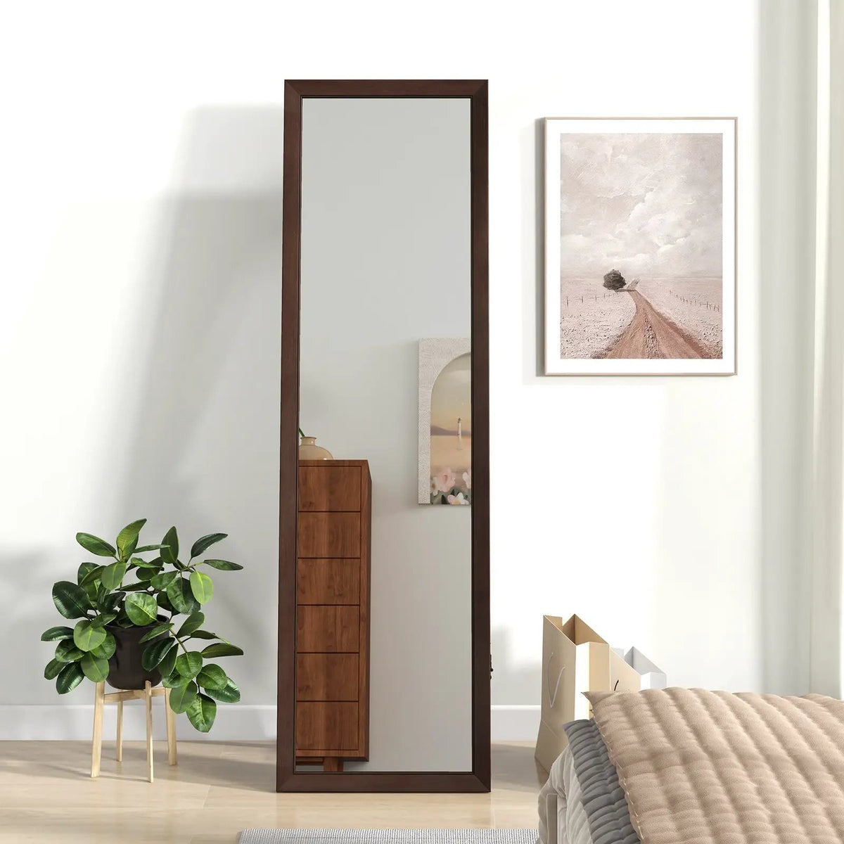 Full Length Mirror with Stand and Solid Wood Frame, photo 2 of 16