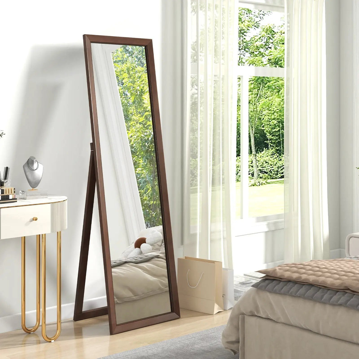 Full Length Mirror with Stand and Solid Wood Frame, photo 4 of 16