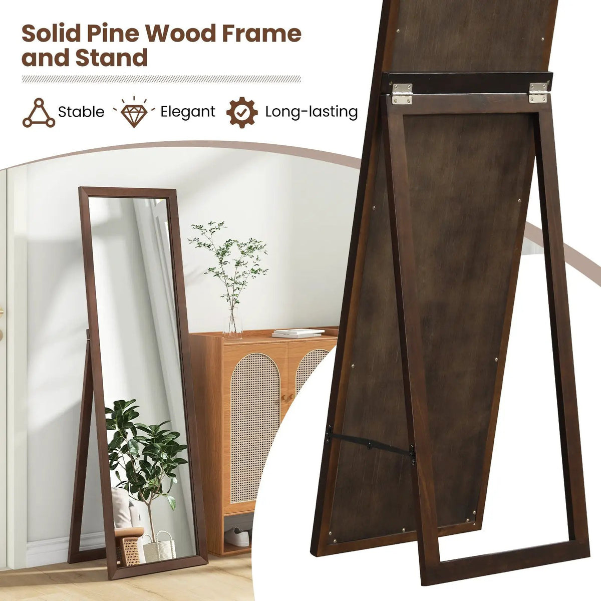 Full Length Mirror with Stand and Solid Wood Frame, photo 16 of 16