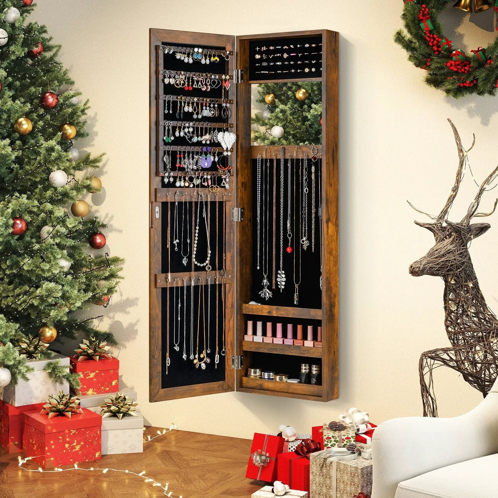 Jewelry Cabinet Wall or Door Mounted Jewelry Armoire Modern Hanging Jewelry Organizer by DirectDeals