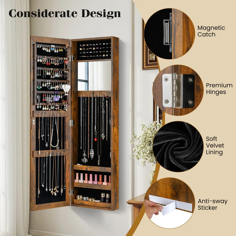 Jewelry Cabinet Wall or Door Mounted Jewelry Armoire Modern Hanging Jewelry Organizer by DirectDeals