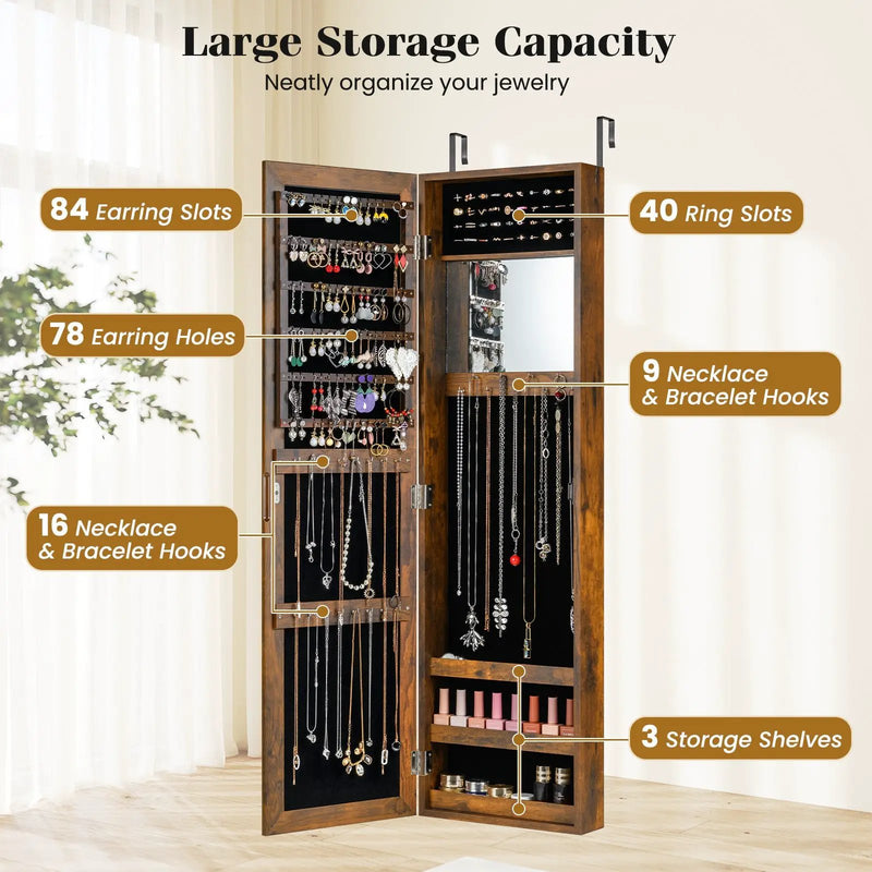 Jewelry Cabinet Wall or Door Mounted Jewelry Armoire Modern Hanging Jewelry Organizer by DirectDeals