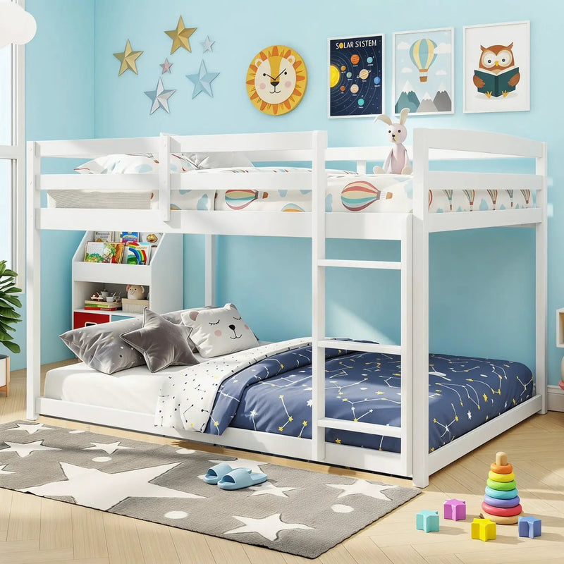 Full Over Full Bunk Bed with Ladder and Safety Guardrails by DirectDeals