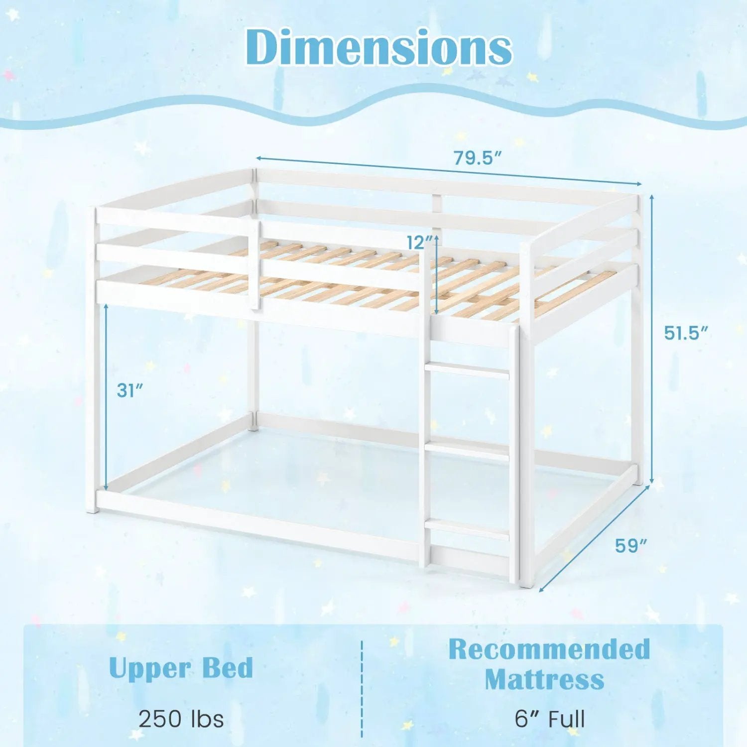 Full Over Full Bunk Bed with Ladder and Safety Guardrails by DirectDeals