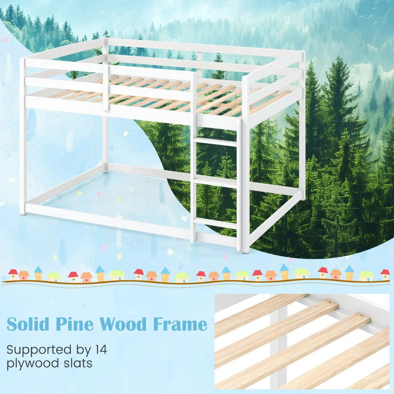 Full Over Full Bunk Bed with Ladder and Safety Guardrails by DirectDeals
