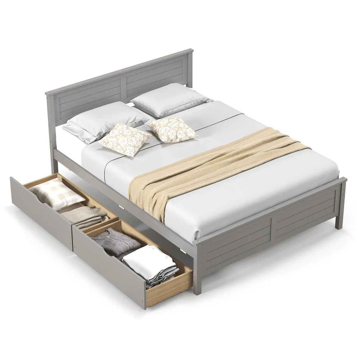 Full Size Bed Frame with Storage Drawers and Solid Wood Headboard, photo 9 of 10