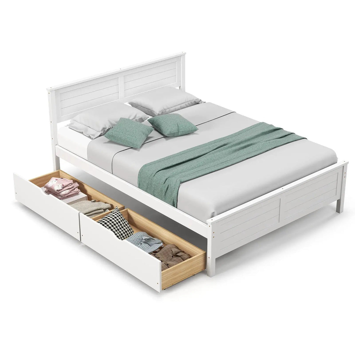 Full Size Bed Frame with Storage Drawers and Solid Wood Headboard, photo 10 of 10