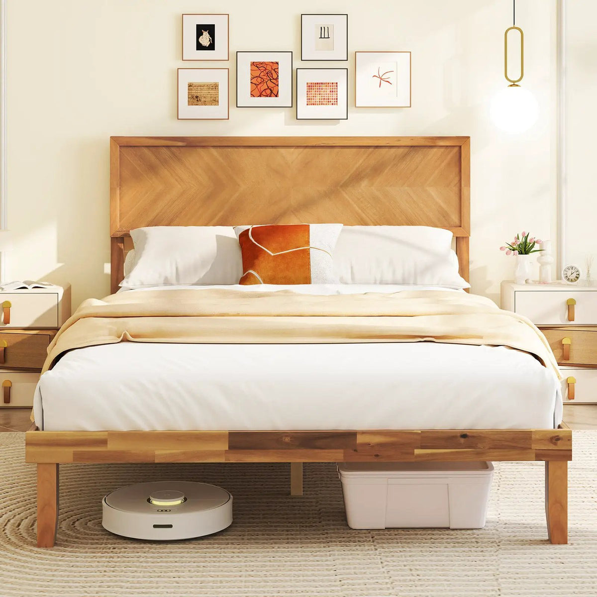 Twin/Full/Queen Size Bed Frame with Headboard and Storage Space, photo 2 of 10