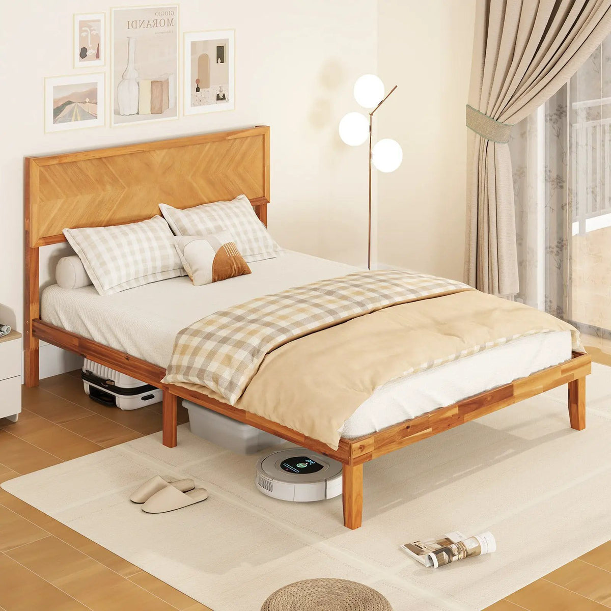 Twin/Full/Queen Size Bed Frame with Headboard and Storage Space, photo 5 of 10