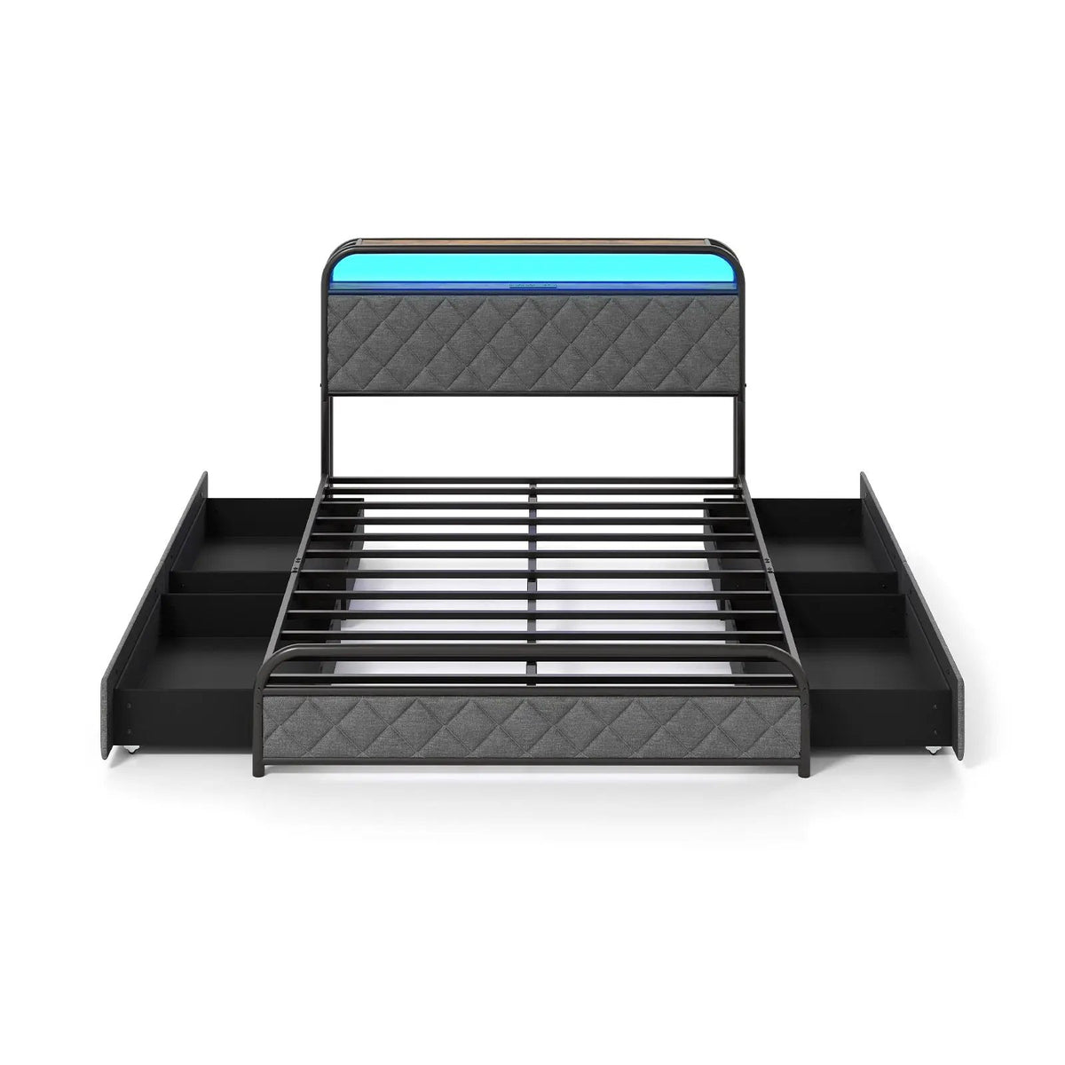 Twin/Full/Queen Size Bed Frame with LED Lights and Charging Station, photo 3 of 10