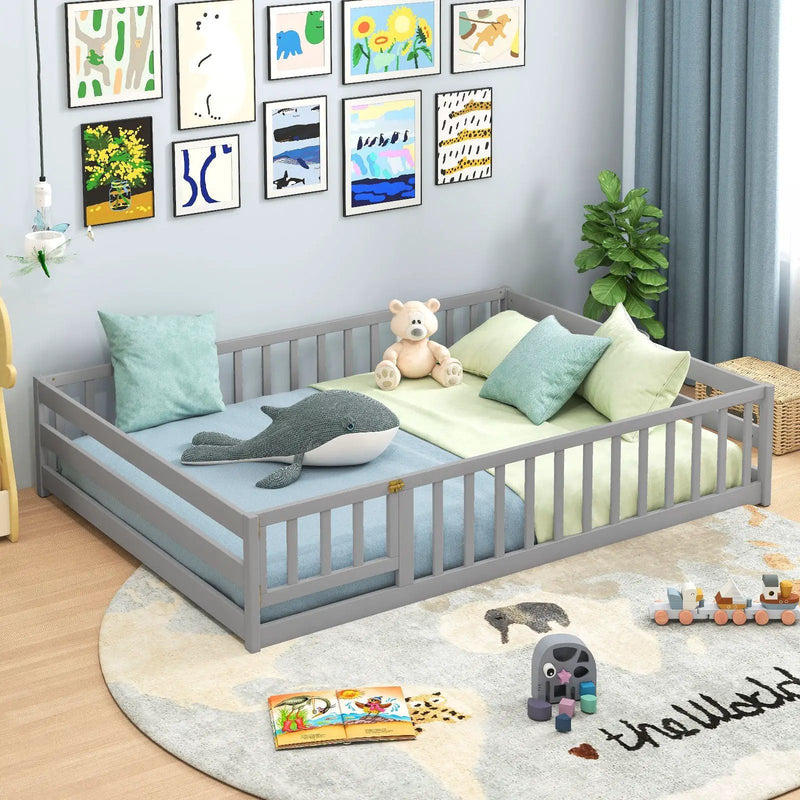 Full Size Floor Bed with Full Length Safety Guardrails by DirectDeals
