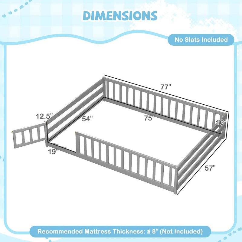 Full Size Floor Bed with Full Length Safety Guardrails by DirectDeals