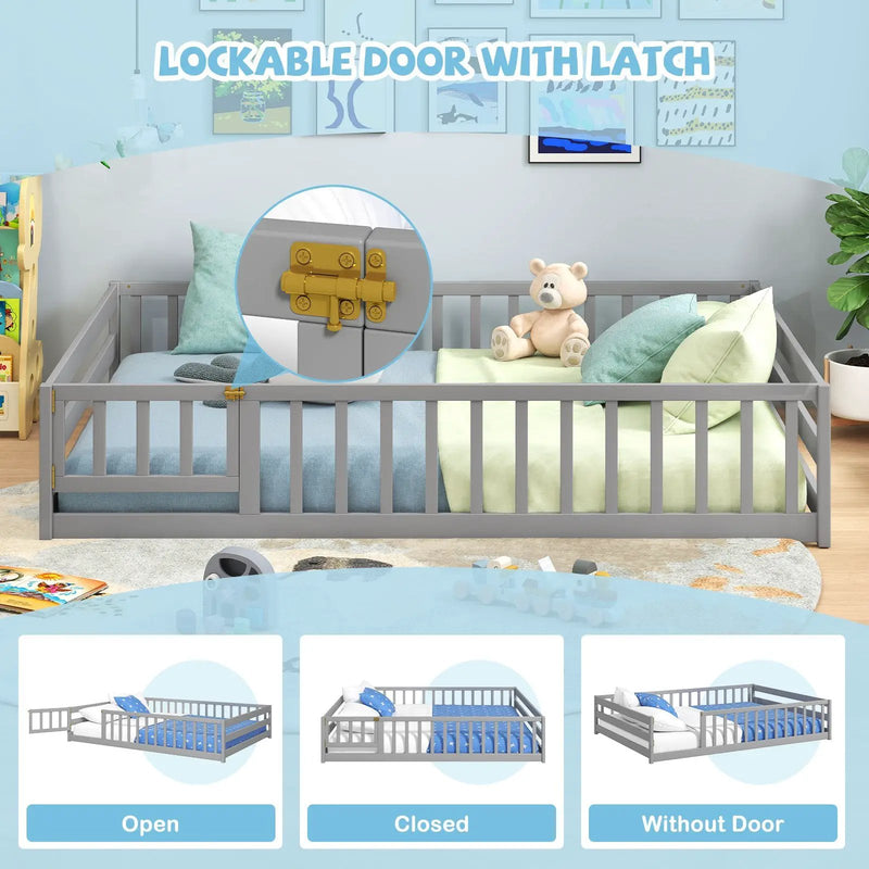 Full Size Floor Bed with Full Length Safety Guardrails by DirectDeals