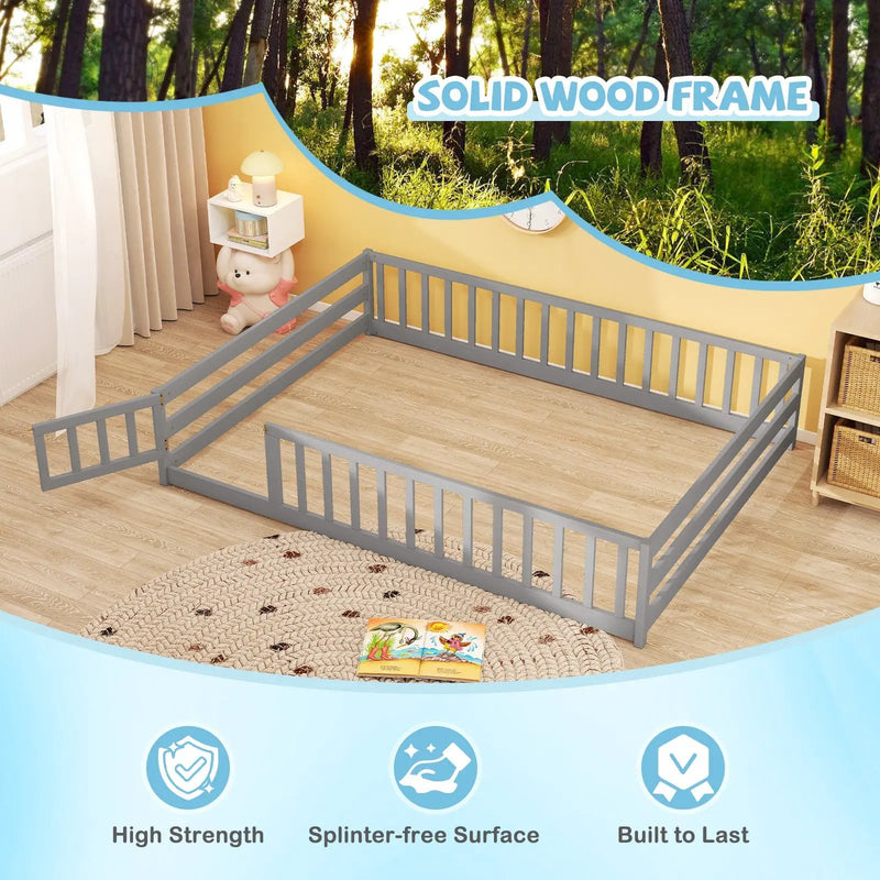 Full Size Floor Bed with Full Length Safety Guardrails by DirectDeals