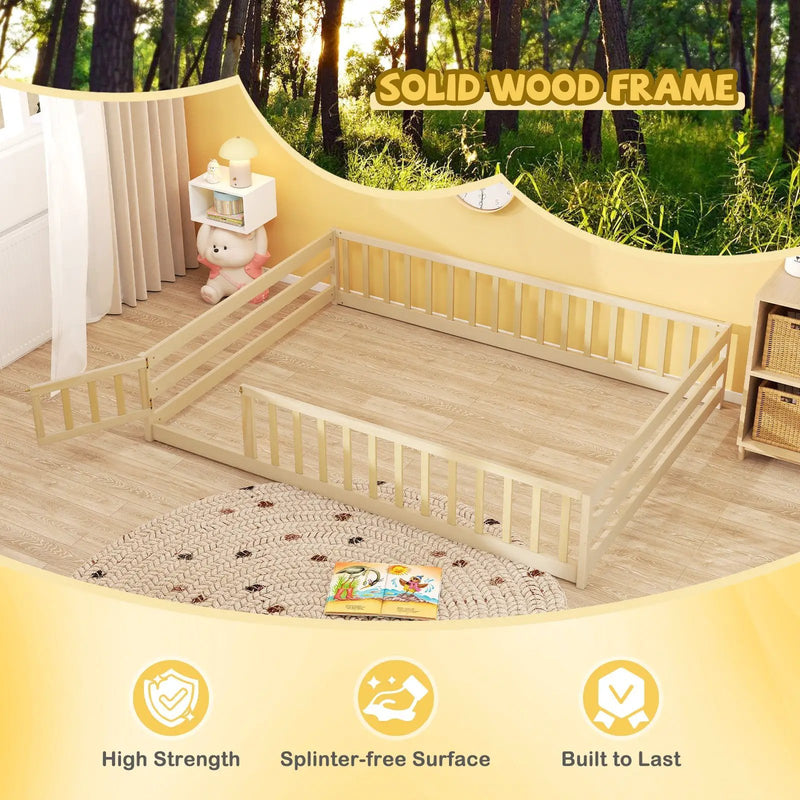 Full Size Floor Bed with Full Length Safety Guardrails by DirectDeals