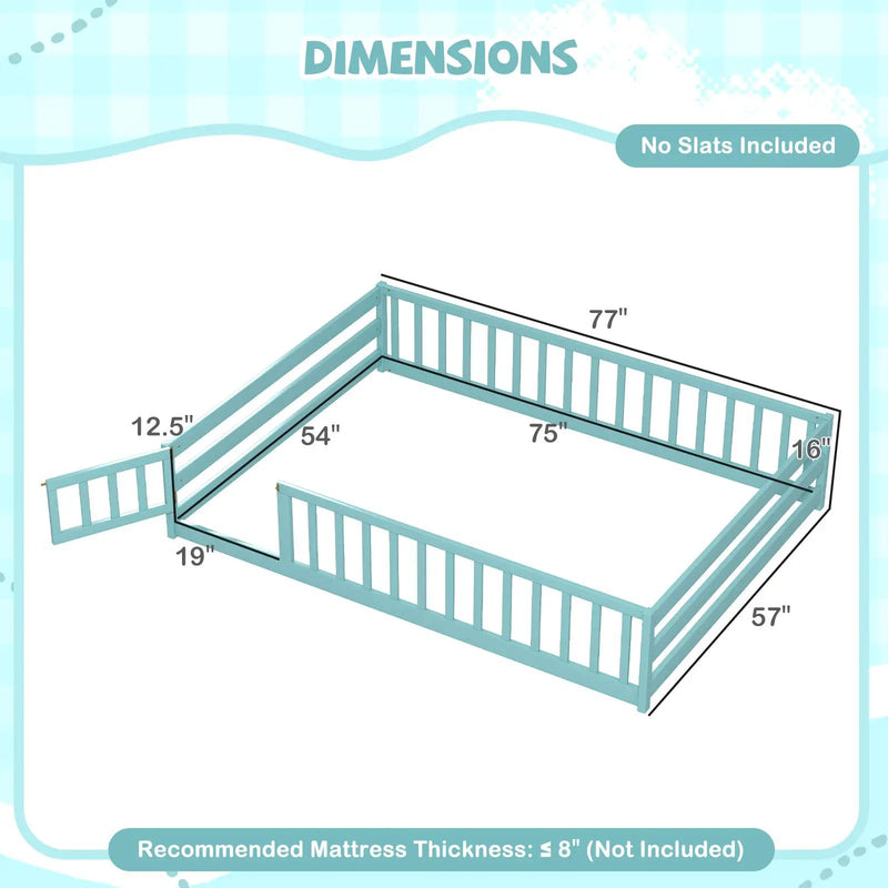 Full Size Floor Bed with Full Length Safety Guardrails by DirectDeals