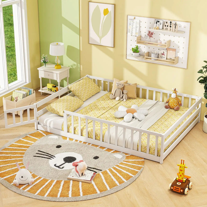 Full Size Floor Bed with Full Length Safety Guardrails by DirectDeals