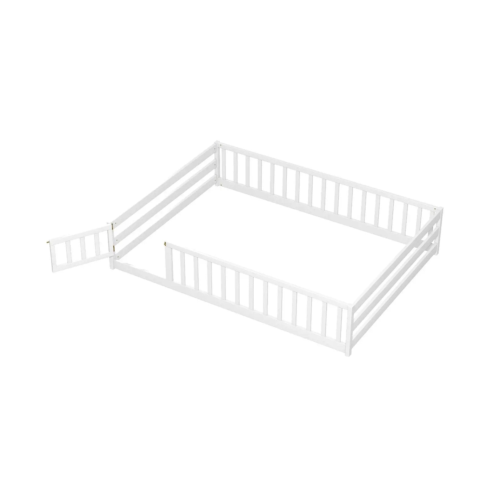 Full Size Floor Bed with Full Length Safety Guardrails by DirectDeals