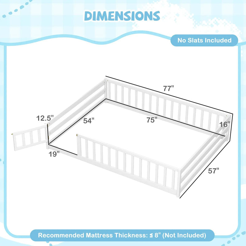 Full Size Floor Bed with Full Length Safety Guardrails by DirectDeals