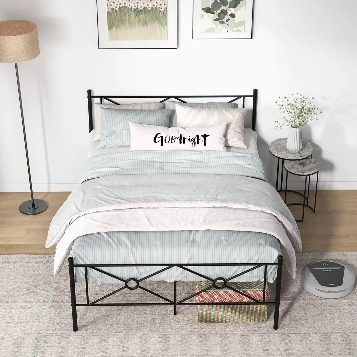 Full/Queen Size Metal Platform Bed Frame with Headboard and Footboard, photo 2 of 9
