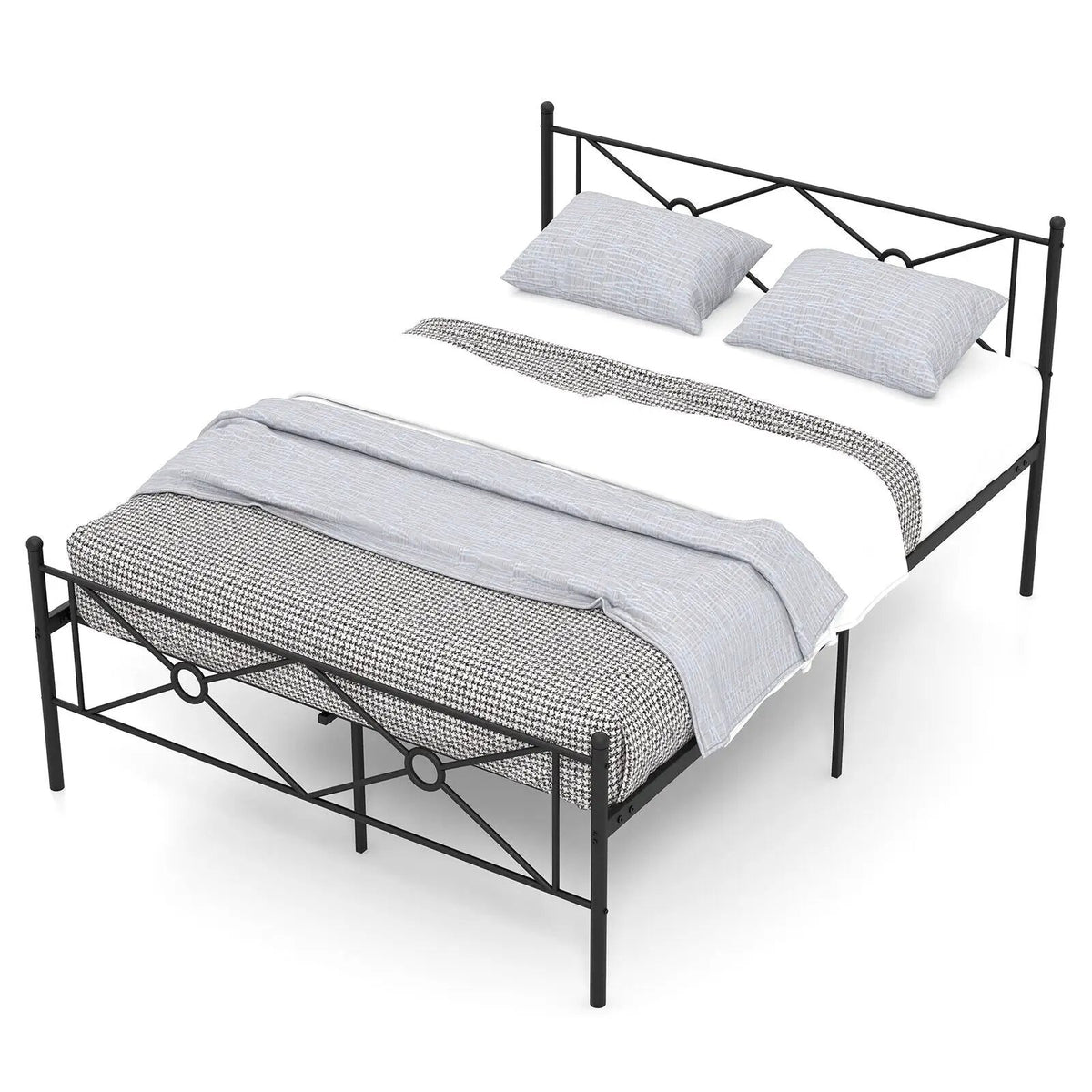 Full/Queen Size Metal Platform Bed Frame with Headboard and Footboard, photo 3 of 9