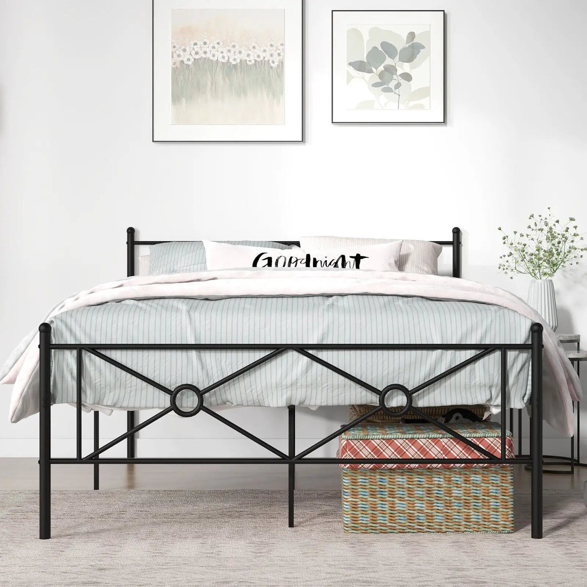 Full/Queen Size Metal Platform Bed Frame with Headboard and Footboard, photo 6 of 9