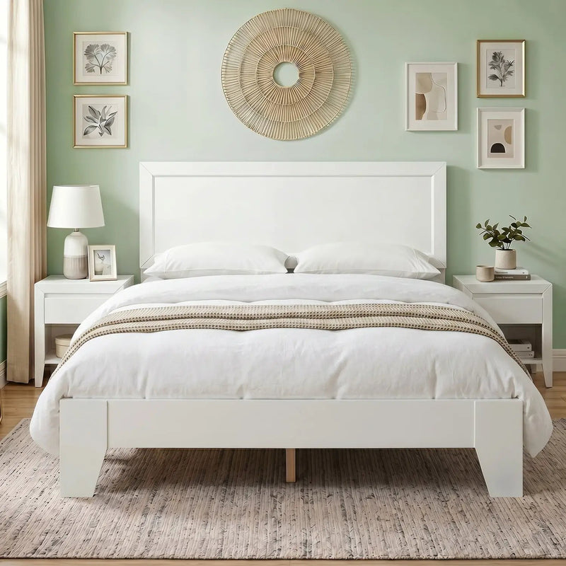 Full Size Platform Bed Frame with Headboard - No Box Spring by DirectDeals