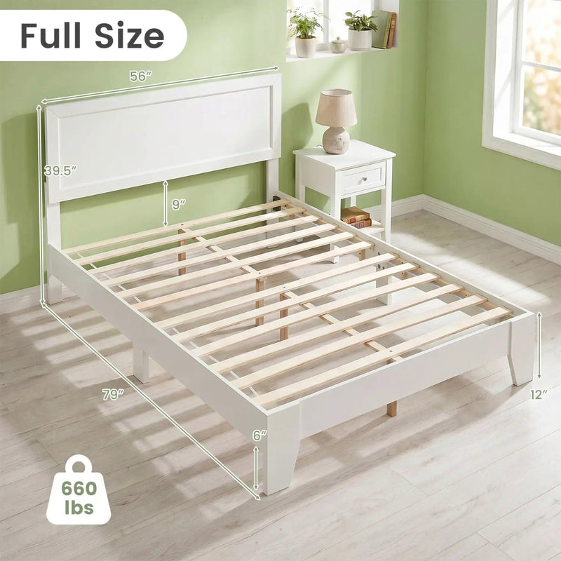 Full Size Platform Bed Frame with Headboard - No Box Spring by DirectDeals