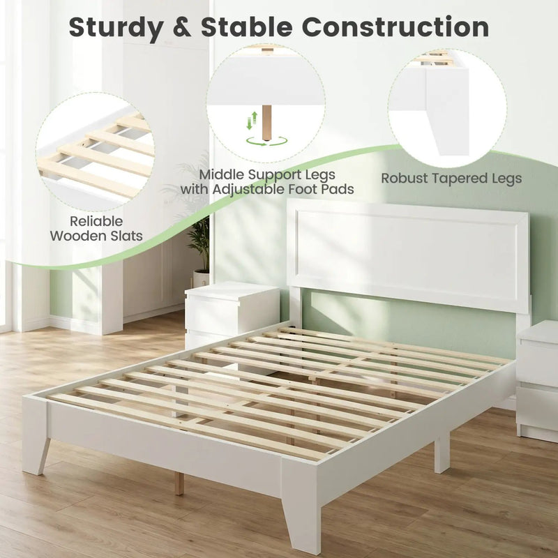 Full Size Platform Bed Frame with Headboard - No Box Spring by DirectDeals