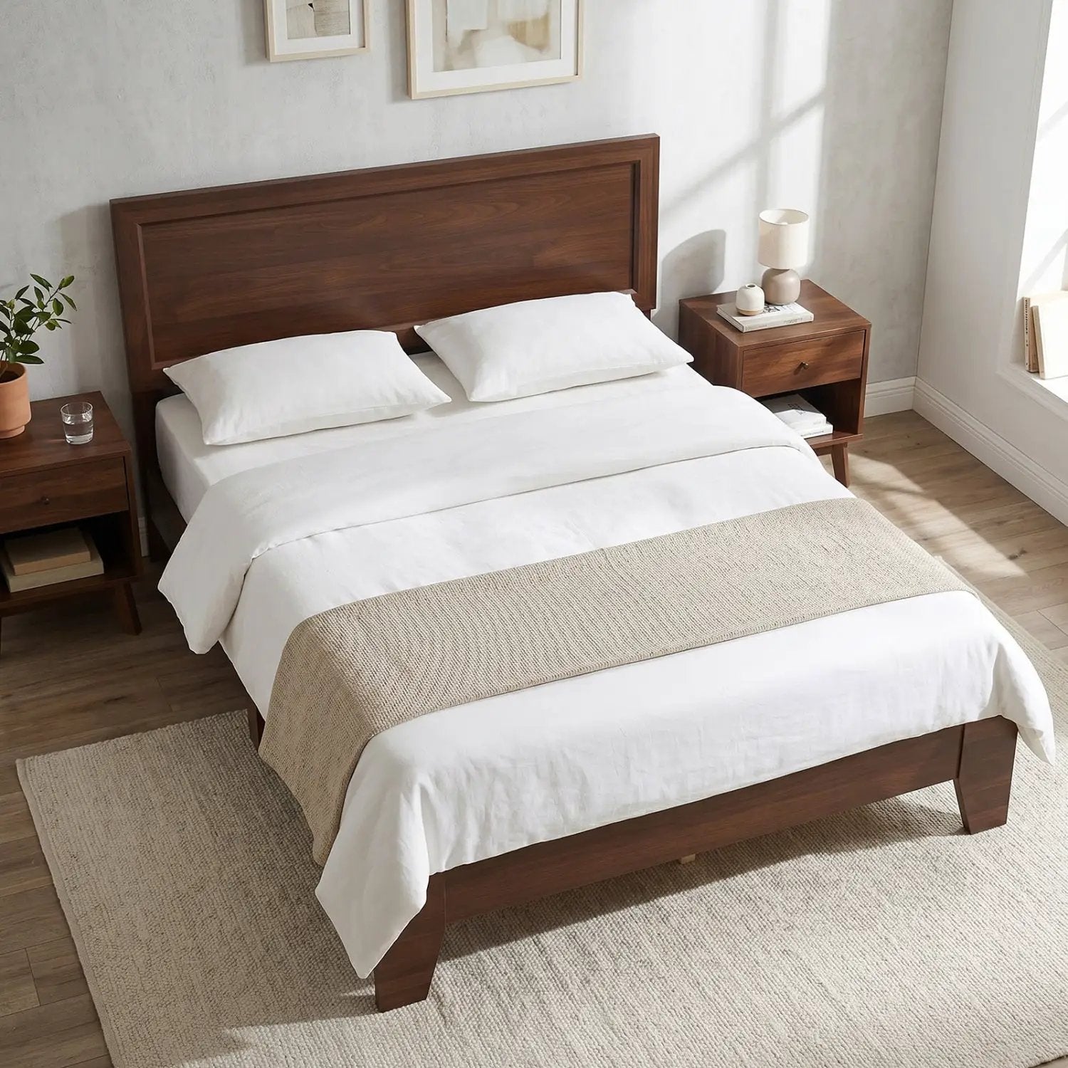 Full Size Platform Bed Frame with Headboard - No Box Spring by DirectDeals