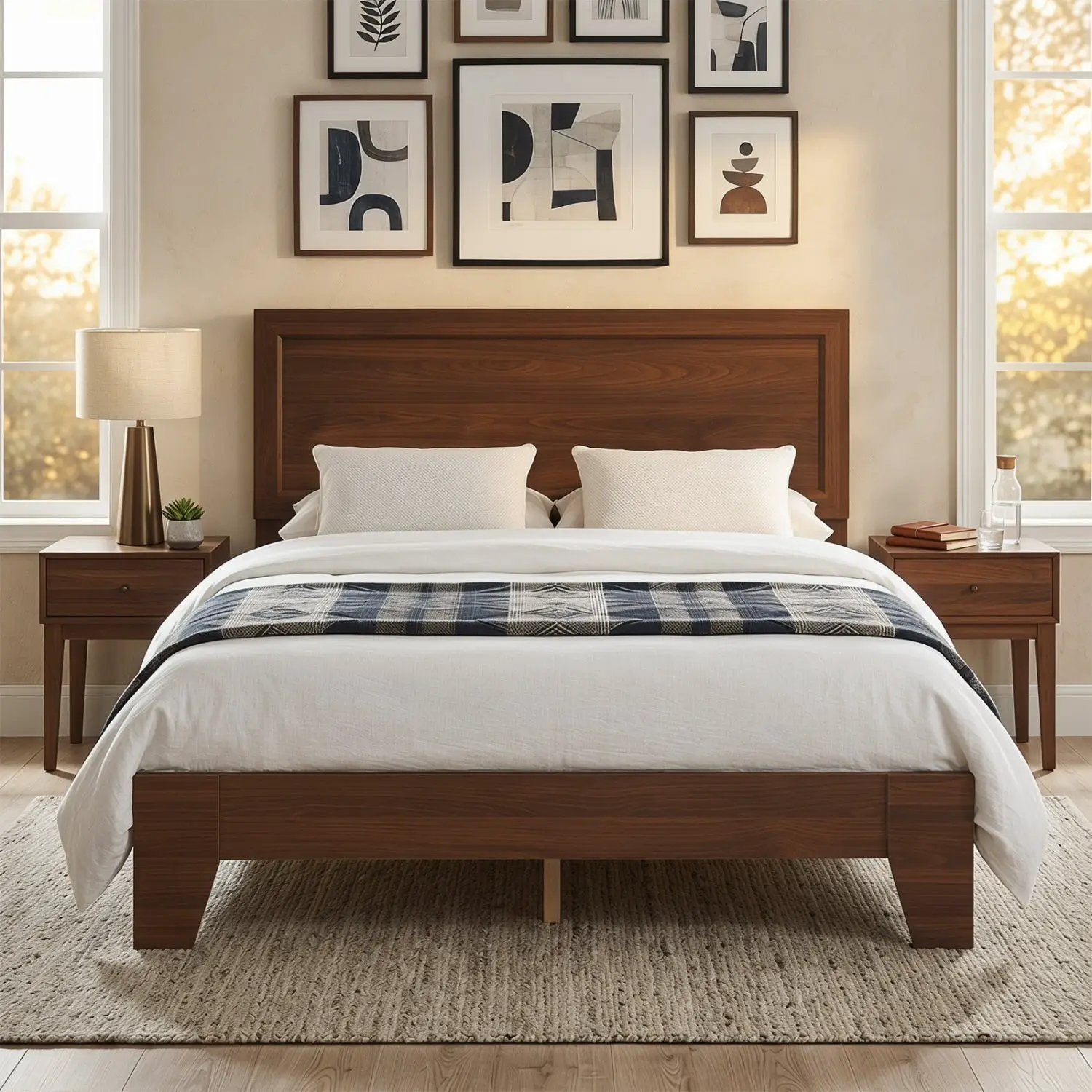 Full Size Platform Bed Frame with Headboard - No Box Spring by DirectDeals
