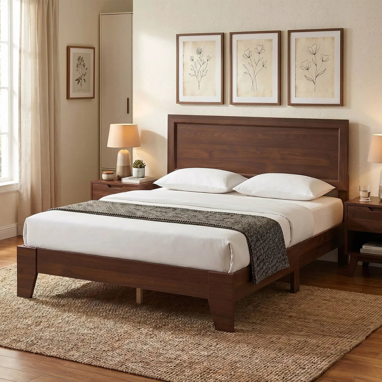 Full Size Platform Bed Frame with Headboard - No Box Spring by DirectDeals