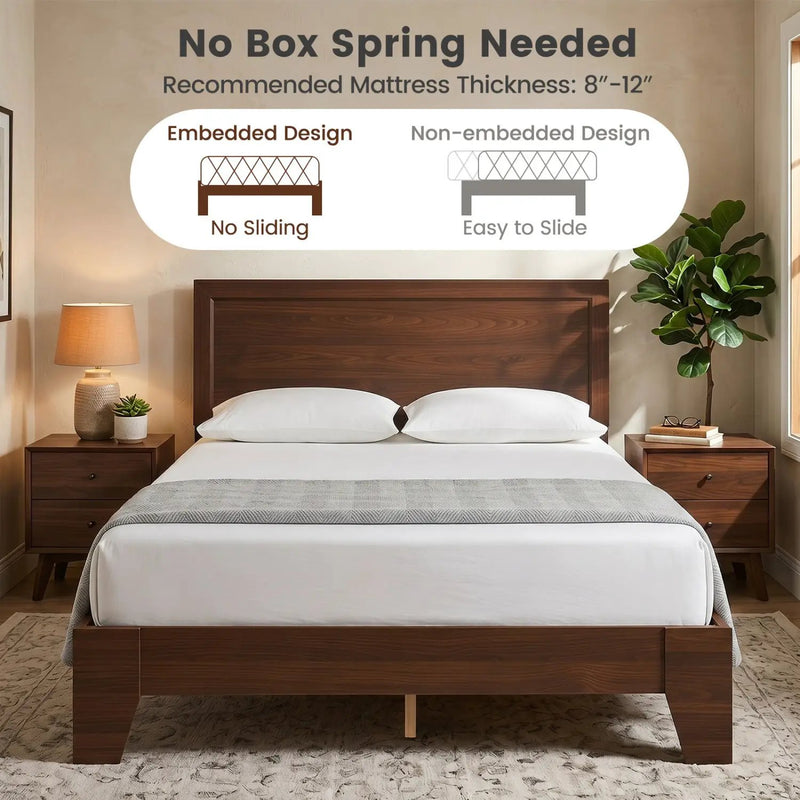 Full Size Platform Bed Frame with Headboard - No Box Spring by DirectDeals