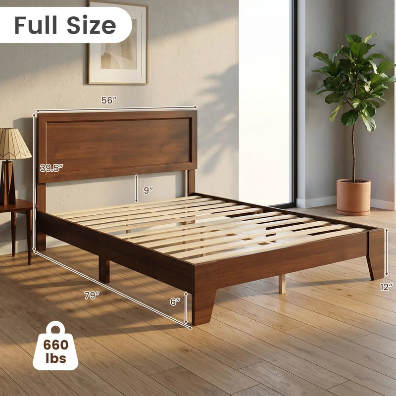 Full Size Platform Bed Frame with Headboard - No Box Spring by DirectDeals