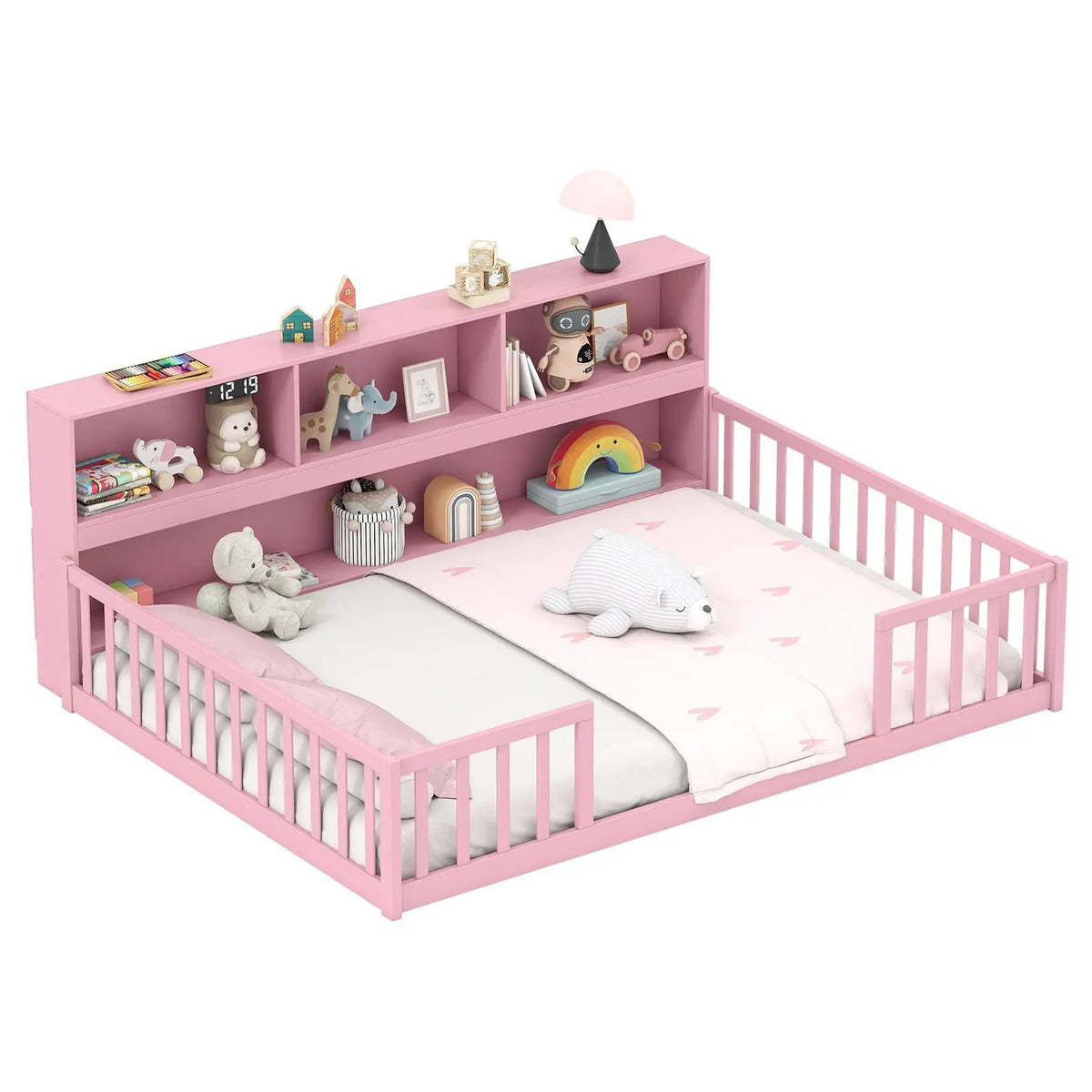 Full Size Montessori Floor Bed with Bookcase, photo 3 of 3