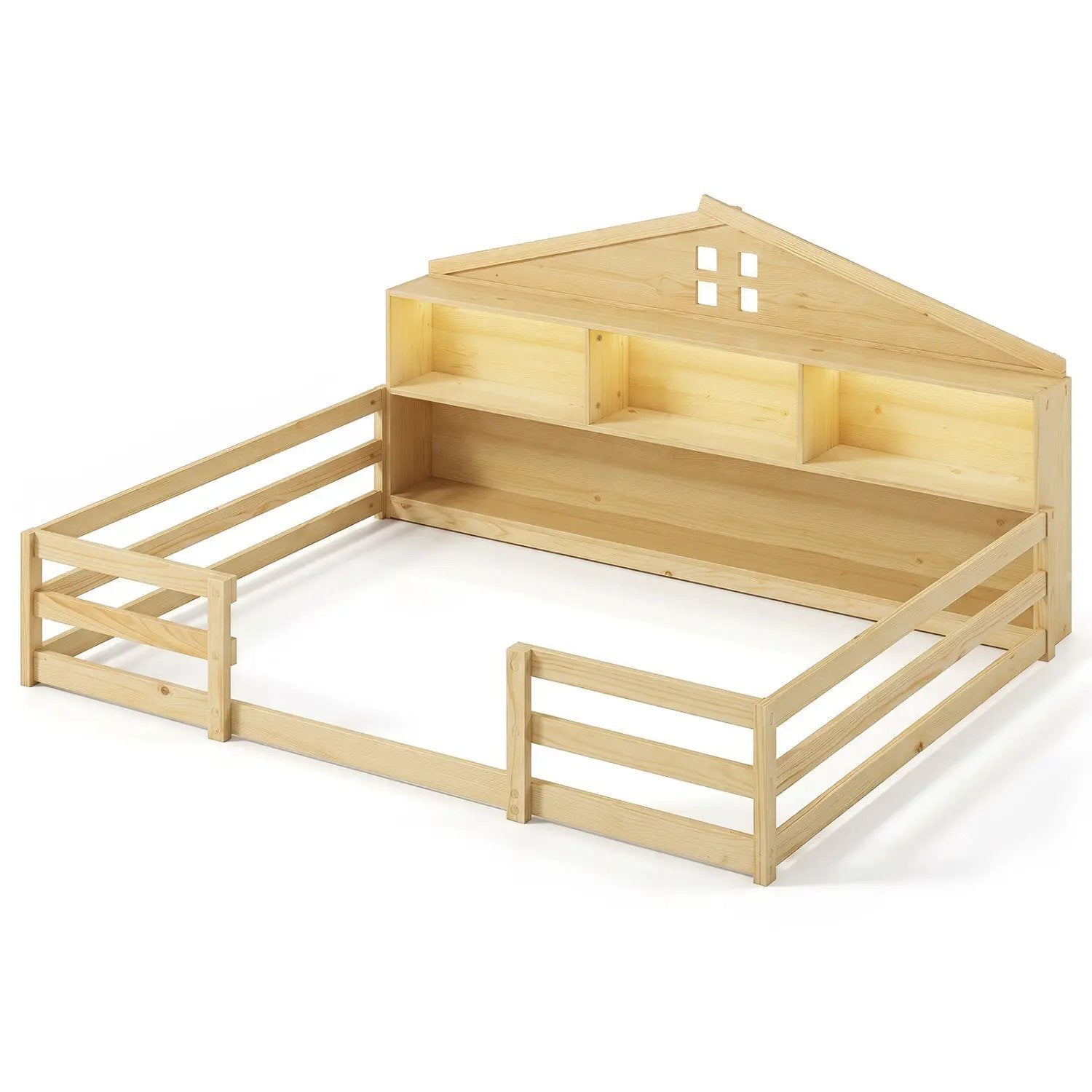 Full Size Montessori Floor Bed with Storage and LED Lights by DirectDeals
