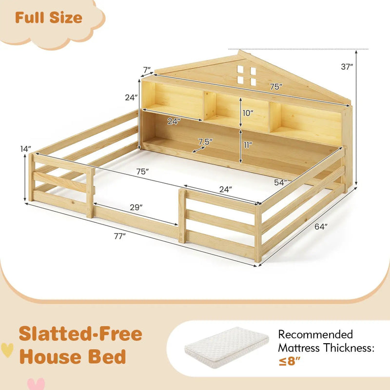 Full Size Montessori Floor Bed with Storage and LED Lights by DirectDeals