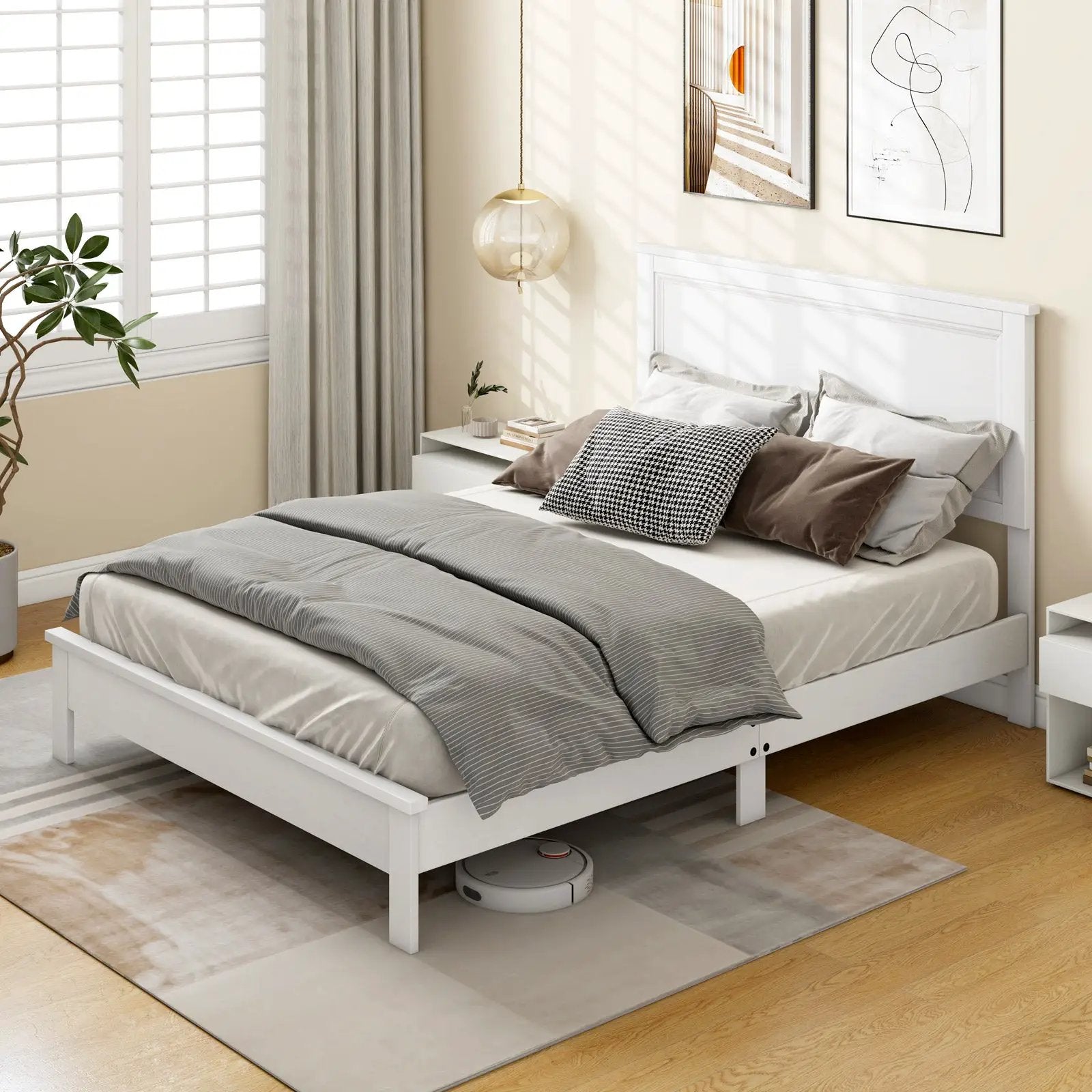 Full Size Platform Slat Bed Frame with High Headboard by DirectDeals