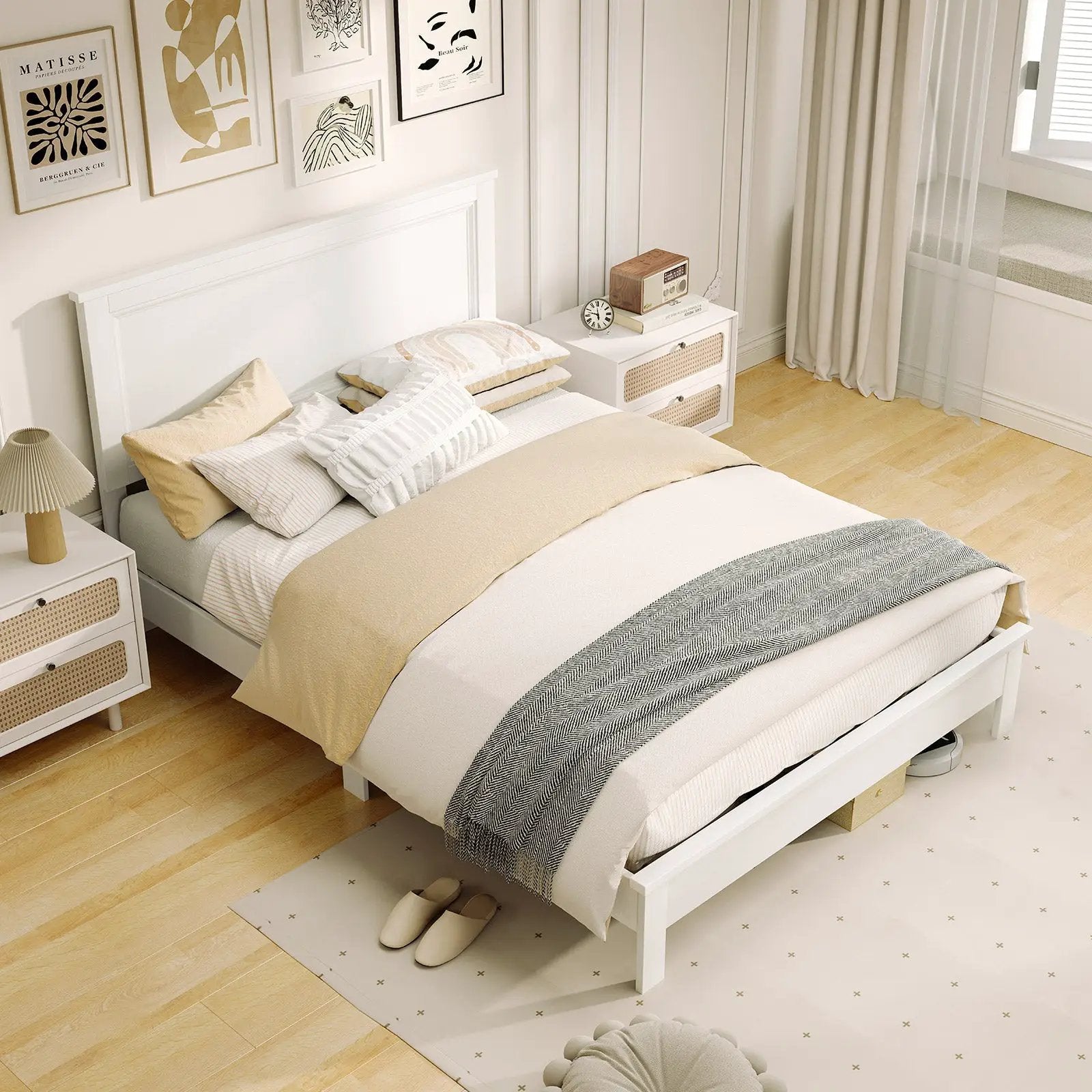 Full Size Platform Slat Bed Frame with High Headboard by DirectDeals
