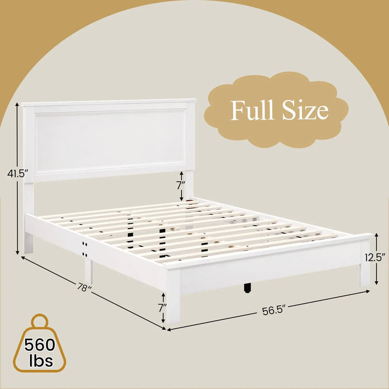 Full Size Platform Slat Bed Frame with High Headboard by DirectDeals