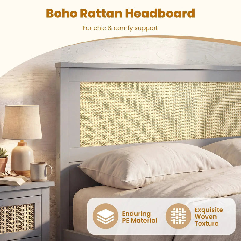Full Size Rattan Bed Frame with Storage Drawers by DirectDeals