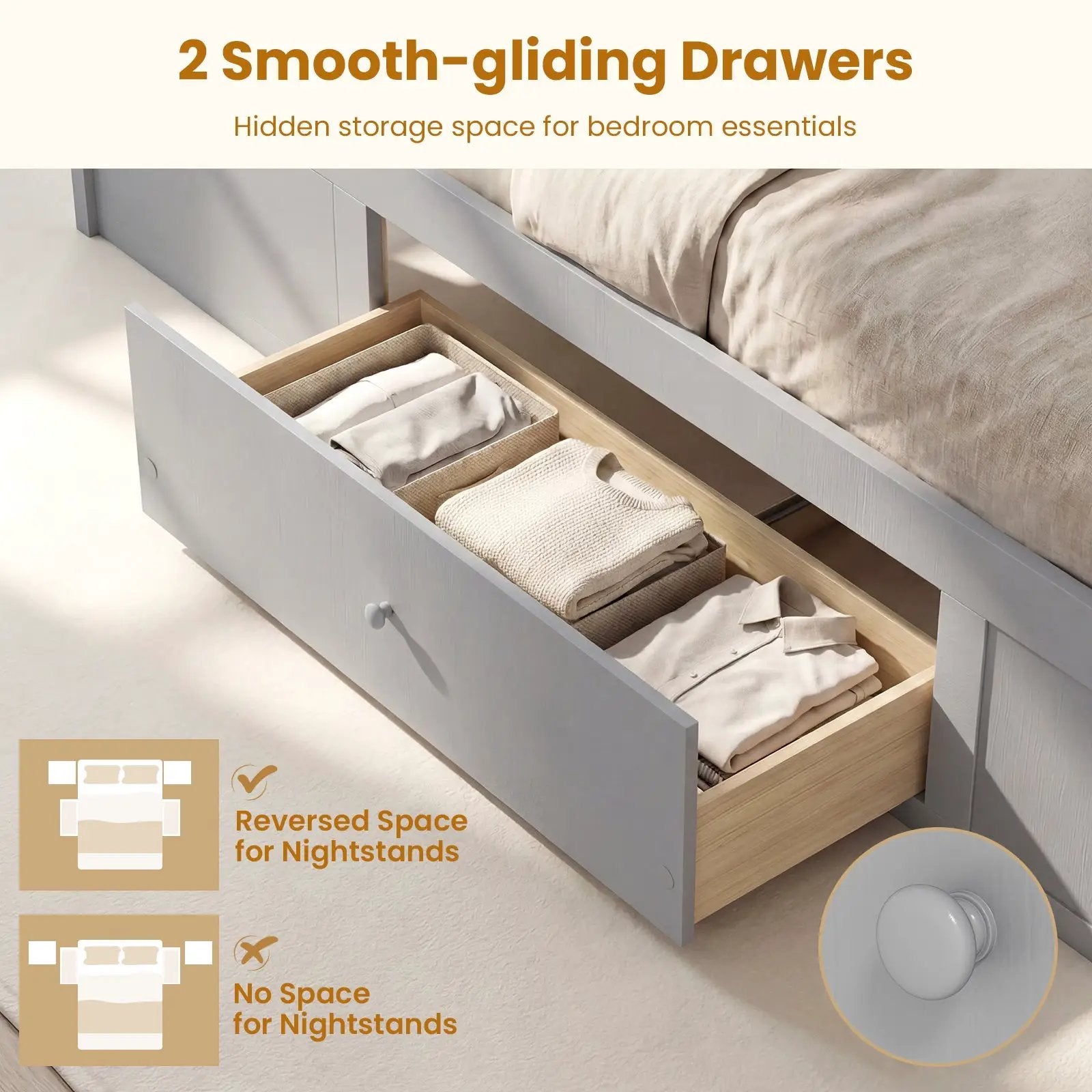 Full Size Rattan Bed Frame with Storage Drawers by DirectDeals